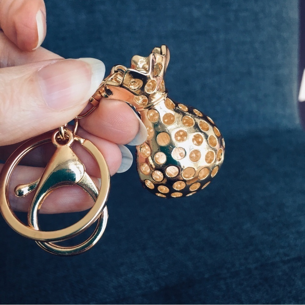 Pink Rhinestone + Gold Money Bag Bling Keychain, Purse Charm - Picture 4 of 17